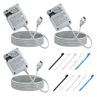 닌텐도 DS 라이트 충전기 키트 3개 세트10개 스타일러스 펜 포함 벽걸이 여행용 어댑터 교체용5.2V 450mA, 닌텐도 DS 라이트 충전기 키트 3개 세트10개 스타일