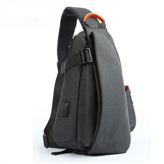 簡約街頭大容量胸包 USB外置充電孔 防潑水郵差包 側邊隨身杯袋斜背包 單肩斜背包男士胸前, 0618【圖片色】