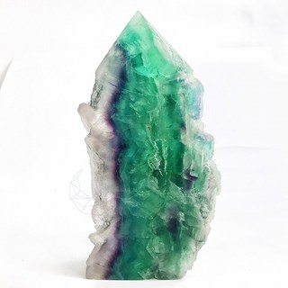 螢石片 綠螢石 (附支架) 帶礦缺 彩虹光 細閃 絲綢感 山型紋