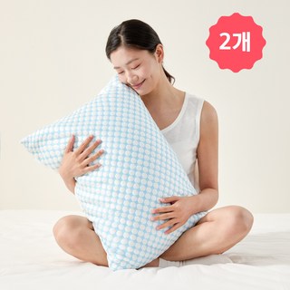 헤르티만 목편한 숙면 메모리폼 경추베개, 2개, 블루&화이트