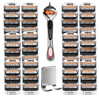 비밀의집 신형 5중 면도날+각도조절 스윙 면도기+거치대 질레트 호환용, 12개, 4개입