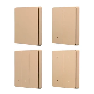 Tuya ZigBee 스마트 장면 스위치 무선 스티커 4 갱 푸시 버튼 원격 제어 벽 조명 송신기 배터리 구동, 01 1-Gang, 01 EU 표준, 02 GOLD