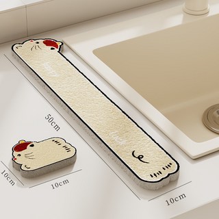 台灣發貨 統編 限時下殺 實用好物天然木漿棉洗碗抹布刷鍋刷碗清潔神器海綿擦百潔布廚房檯麵吸水墊, 紅帽子修貓-木漿棉-異形[6*50cm], 1個