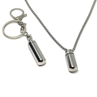 1+1 생존 캡슐 보관함 방진 방수 목걸이+키링 세트, 60cm, 2개