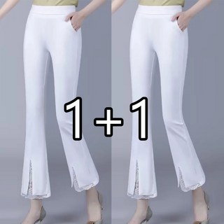 1+1여성 바지 여름 스판 레이스 플레어 팬츠 XZ1409