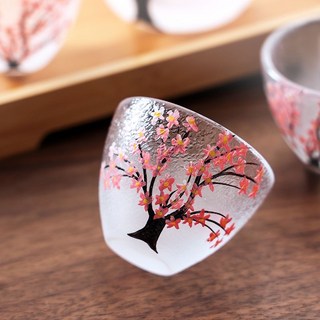 手工日式櫻花玻璃清酒杯套組, 櫻花樹【1個杯】50ml, 1個