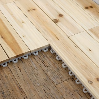 MINMI 扁柏木地板 16片+連接材料 8入, 原木色, 1組