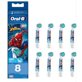 德國百靈 Oral-B 歐樂B Kids 兒童電動牙刷刷頭 EB10 (8入) - 德國製, 1個, 蜘蛛人 8入盒裝