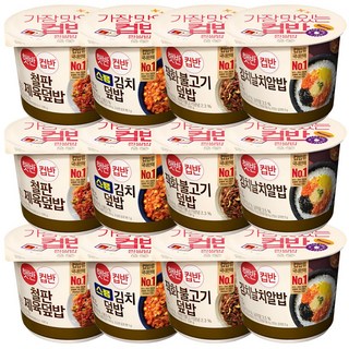 햇반컵반 철판제육덮밥 256g 3p + 스팸김치덮밥 251g 3p + 직화불고기덮밥 258g 3p + 김치날치알밥 188g 3p, 1세트
