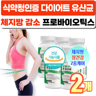단기간 중년 뱃살 체지방감소 다이어트 식약처인증 프로바이오틱스 장건강 슬림다이어트엔 유산균, 2박스, 120정