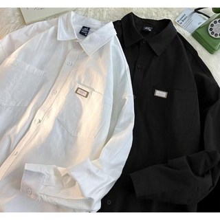 日系長袖襯衫 OVERSIZE 男女素面襯衫 多口袋 長袖襯衫 大口袋 穿搭基本 外搭上衣