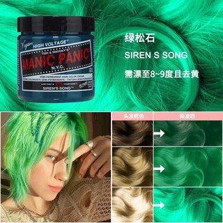 Manic Panic 染髮膏 純植物天然挑染髮劑 北極星海王紅 流行髮色DIY, 綠松石 118g, 1個