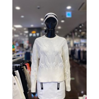 5F [신사] 파사디 골프 여성 루즈핏 케이블 스웨터 화이트 P23FKP314M