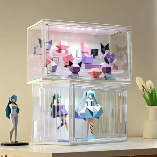 LED公仔展示盒 透明收納櫃 燈光展示收納盒, 1個, 超取限5個