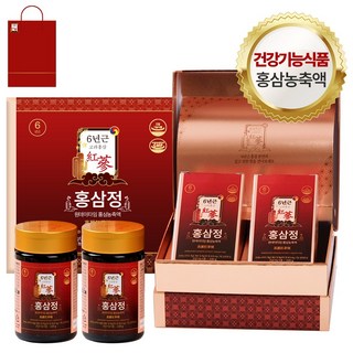 홍삼정 프리미엄 홍삼농축액 건강기능식품 5대 기능성 + 쇼핑백, 2개, 240g