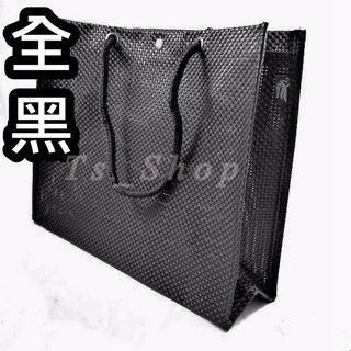 【Ts Shop】(L) 台灣製直條紋尼龍編織包，大容量手提/側背包，耐重便當/補習袋