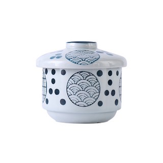 릴스베이 세라믹 계란찜기 일식 푸딩 계란찜 그릇 차완무시 전자렌지 수란 만들기 스프 스튜 죽 도자기 뚜껑 용기, 1개, 구름