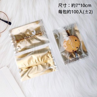 烘焙點心機封袋 7x10公分 約100入 金底白鳥圖案 鳳梨酥曲奇餅乾包裝袋, 1個, 金底白鳥