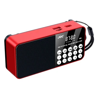 FM 라디오 휴대용 Recargable 블루투스 스피커 USB MP3 플레이어 LED 조명 3.5mm 잭 야외 수신기, 02 Red