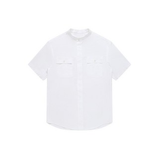 소루 차이나 히든 버튼 반팔 셔츠_화이트