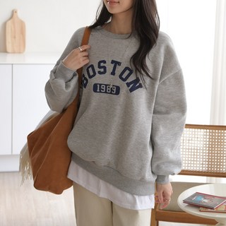 데일리앤 셀틱 여성 일체형 레이어드 맨투맨 겨울 따뜻한 기모 티셔츠