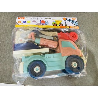 大台組裝吊車拆卸玩具 DIY益智玩具 螺絲起子玩具 交通造型玩具 怪手男孩玩具 吊車挖土機 聖誕禮物 生日禮物 交換禮物 水泥車, 大台吊車（馬卡龍色系）, 1個