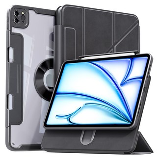 AITEWO 아이패드 마그네틱 케이스 높이조절 펜슬수납 360도회전 프로 1/2/3/4/5/6/7 세대 에어4/5/6/7 10.9인치 11인치 12.9인치 13인치 M2 M3 M4, 블랙, 1개