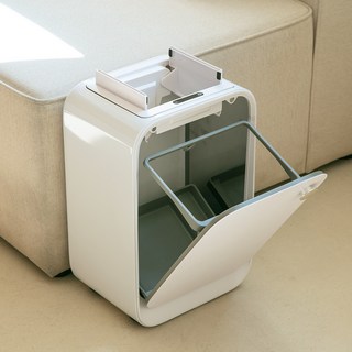 프리미엄 스마트 LED 조명 자동 센서 신혼 인테리어 터치 모션 냄새차단 쓰레기통 20리터 RAT-3000 WH, 화이트