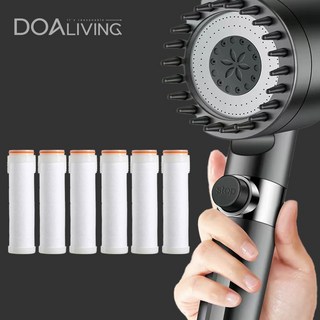 도아리빙 초강력 샤워기 고압 수압상승 필터 샤워기 헤드 본품+필터 6개입, 필터샤워기(그레이), 1개