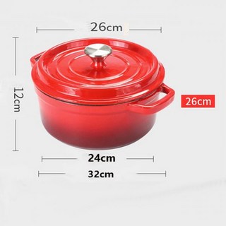 더치 오븐 캠핑 냄비 뚜껑이 달린 에나멜 주철 붙지 않는 요리 팬 가정용 코팅 22cm 26cm 신제품, 1개