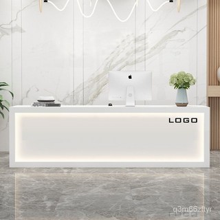 小型店鋪簡約現代接待櫃檯吧檯收銀臺, 全白不含燈帶,120x50x80cm