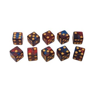 炫彩點數骰子 酒吧骰寶 團康派對必備 彩色數字骰子 棋牌遊戲解壓骰子, 藍褐色 10顆, 1個