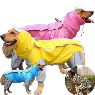 大狗雨衣 寵物斗篷雨衣 中大型犬四腳全包雨衣 柴犬金毛薩摩邊牧專用, 粉,No. 22 (14-19kg), 1個