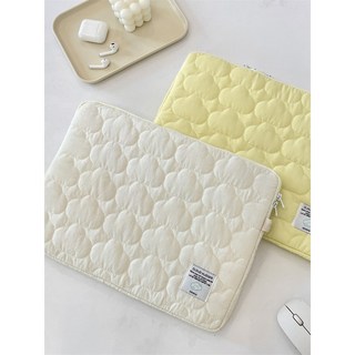 파스텔 구름 퀄팅 노트북 맥북 파우치 11-15인치, 화이트