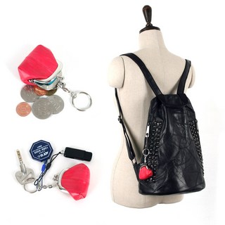 W03 스몰 코인 동전 천연 장어 가죽 지갑 가방 자동차 휴대폰 장식 키링 악세사리 열쇠 고리 복주머니 귀여운 빈티지 가벼운 지갑