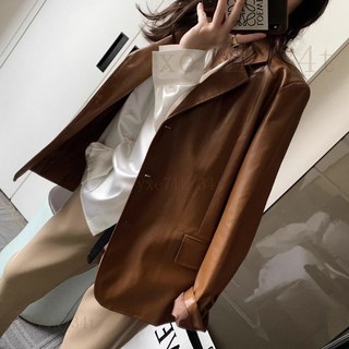 【臺灣出貨】 2024秋季新款韓版時尚休閒西服皮衣 複古港風機車夾剋 皮衣外套女生 機車皮衣 皮外套 酷辣皮衣西裝外套女