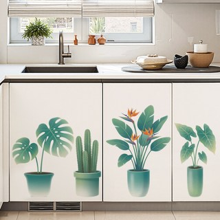 盆栽植物壁貼 (龜背芋 仙人掌 天堂鳥 海芋), ins 歐風壁貼系列