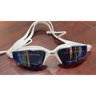 水精靈 電鍍 防霧防水大框游泳眼鏡, 白色, 1個