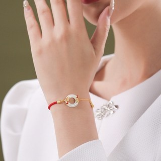 Sun_Plus 女生款平安扣仿和田玉轉運珠手繩 生日禮物 手鍊 手繩 手環