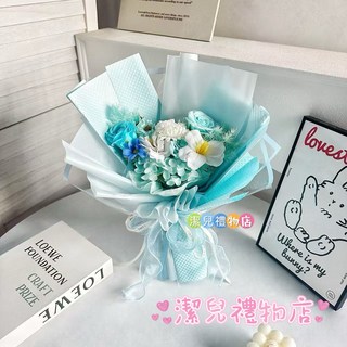 潔兒禮物店 香皂玫瑰花束 告白情人節生日畢業禮物 乾燥花永生花精美禮盒 附禮物袋, A03 +禮物袋, 1個