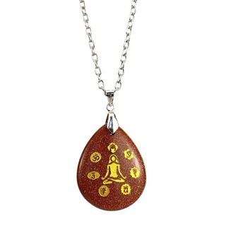 天然石水晶瑪瑙寶石水滴吊墜，雕刻印度女式瑜伽項鍊，時尚百搭，提升個人魅力