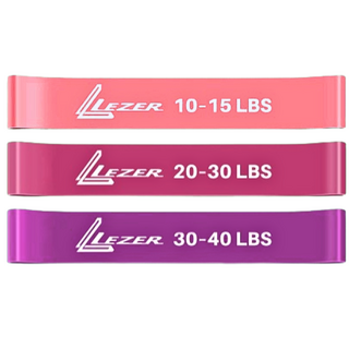 LEZER 乳膠彈力圈，台灣製造健身拉力帶 (10-15LBS 20-30LBS 30-40LBS), 三入組, 1套