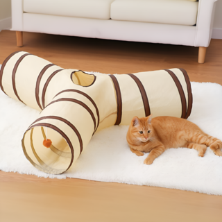 가온루트 대형 장난감 튼튼한 바스락 소리 고양이 터널 장난감, 샌드베이지, 1개