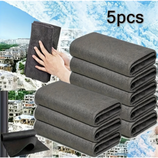 다용도 초극세사 마이크로파이버 얼룩제거 청소 도구 줄무늬 없는 유리 청소용 천 5p세트, 20*30cm 그레이, 5개