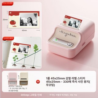 님봇 B21 미니 라벨프린터 스티커 NIIMBOT, 1개, 핑크+1롤 가지 이야기