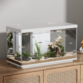 스마트 수족관 무환수 어항 가정용 관상어 일체형 세트 자동 환수 청소 여과 조명, 화이트 스탠다드-38, 1개