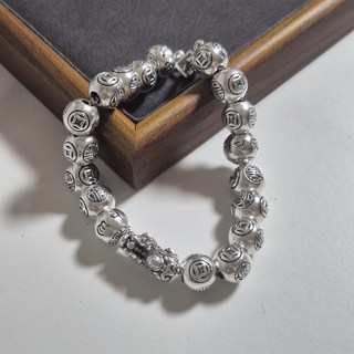 비휴 염주 925 실버 팔찌 은팔찌 옴마니반메훔 남자팔찌