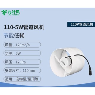 九葉風太陽能風扇 家用4寸排氣扇 車用屋頂通風換氣排風扇 電風扇 吸排排風機 通風機 散熱扇, 110PVC管道風機（接線12v）