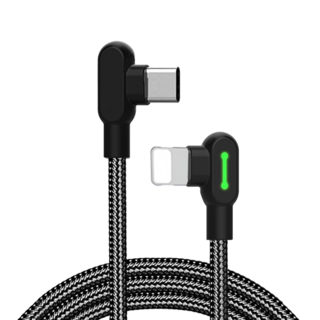 Mcdodo 麥多多 雙彎頭 Lightning充電線 雙彎頭設計 遊戲充電線, 黑色, 1個, 50cm