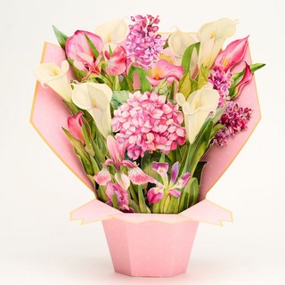 카드플리즈 꽃다발 카드 시리즈 7종- 팝업 입체 3D 어버이날카드 스승의날카드 감사카드 땡큐 생일카드 파티용품, 2. 핑크 가든 부케